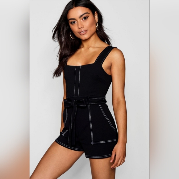 NWT Top Stich Kneck Square Pocket Playsuit Size 12 - Picture 1 of 2